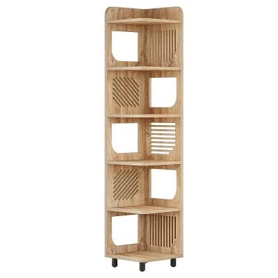 6 tier Corner Bookshelf Storage Rack with Hollow Side Design for Living Room Bedroom