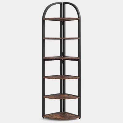 6 tier Corner Shelf Arch Design Storage Rack for Books Plants and Home Organization
