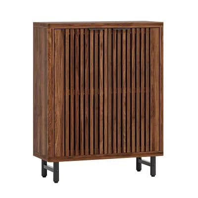 6 tier Shoe Cabinet with Louvered Doors and Adjustable Shelves Entryway Shoe Storage Organizer
