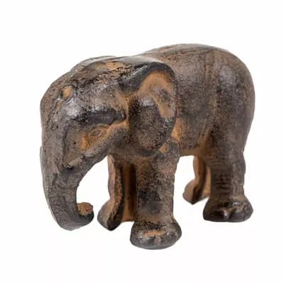 Cast Iron Elephant Sculpture Tabletop Accent for Shelf Mantel Coffee Table and Entryway Home Décor