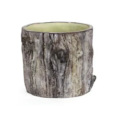 Concrete Tree Trunk Style Planter Faux Bois Design for Shelf Tabletop Plant Display