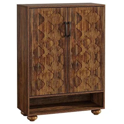6 tier Shoe Storage Cabinet with Doors and Open Shelf for Organized Footwear and Essentials
