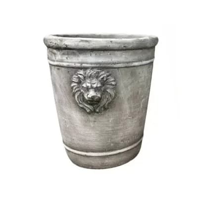Lion Head Planter Cement Round Pot for Indoor Succulent and Small Plant Display