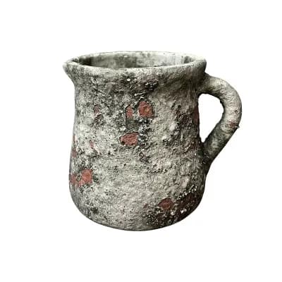Cement Jar Planter with Distressed Texture for Indoor Flower Pot and Decor Accent