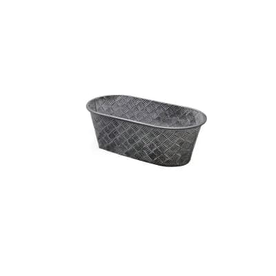 Oval Basketweave Iron Planter for Indoor Succulent and Small Plant Display