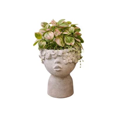 Girl Face Planter with Pouting Expression for Indoor Succulent and Small Plant Display