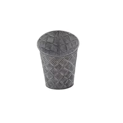 Round Basketweave Metal Planter for Indoor Succulent and Small Plant Display