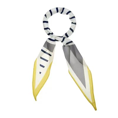 Ladies Silky Rhombus Neckerchief Stripe Print Neck Scarf for Shirts Headband Handbag Wraps Bandana