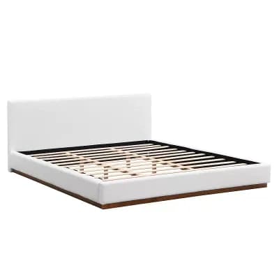 Pnronnc Low-Profile Platform Bed Upholstered Bed Frame with Solid Wood Grain Base Frame