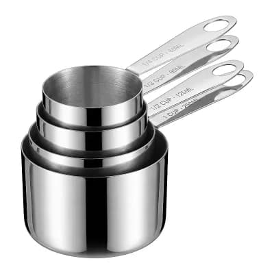 Stainless Steel Measuring Cups and Spoons, Stackable Metal Set with Engraved Markings 9 pc