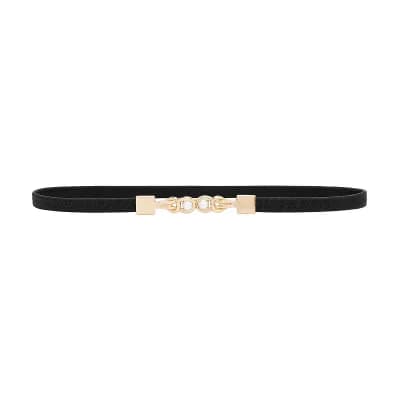 Women's Belt Thin Elastic Pearl Buckle Belts Decoration for Dresses Shirt
