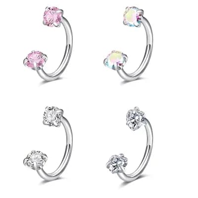 Double Gem Nose Hoop