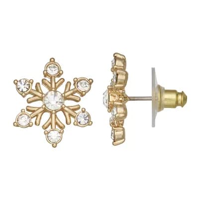 Napier Silver Tone Snowflake Stud Earrings