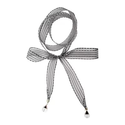 Organza Long Narrow Skinny Scarf for Women Stripe Pattern Bag Handle Decor Waistband