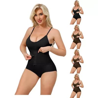5 Packs Women's Front Hook Bodysuits Tummy Control V Neck Push Up Camisoles Hip Lifting Shapewear