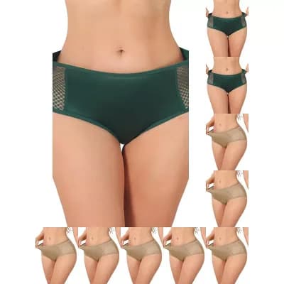 10 Packs Women's High Waisted Briefs Tummy Control Panties Slimming Underwear Breathable Mesh Panty