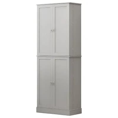 Tall Kitchen Pantry Cabinet with Shelves and Spice Racks, Grey Freestanding Food Storage Unit