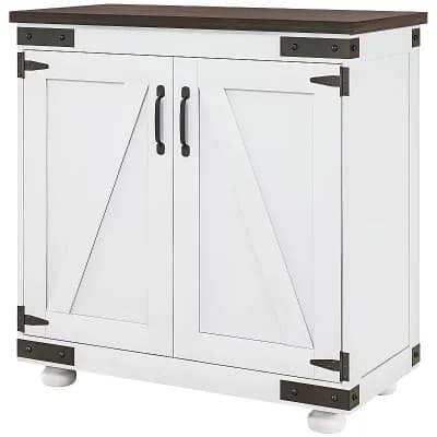 Farmhouse Storage Cabinet with Sliding Door & Interior Shelf for Kitchen or Entryway