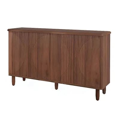 Contemporary Storage Cabinet with Patterned Doors & Interior Shelves