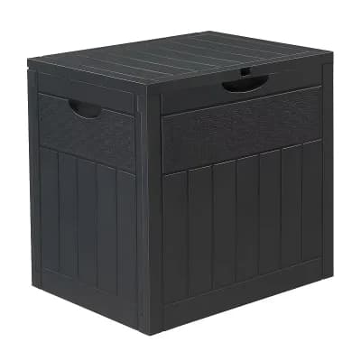 Compact Patio Storage Box Plastic Deck Organizer for Garden Tools and Outdoor Supplies