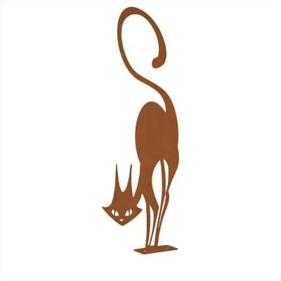 Wrought Iron Cat Fence Decor Rustic Halloween Outdoor Garden Accent