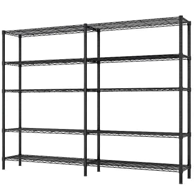 Double Row 5 tier Metal Shelving Unit, Open Storage Rack with Adjustable Shelves for Garage