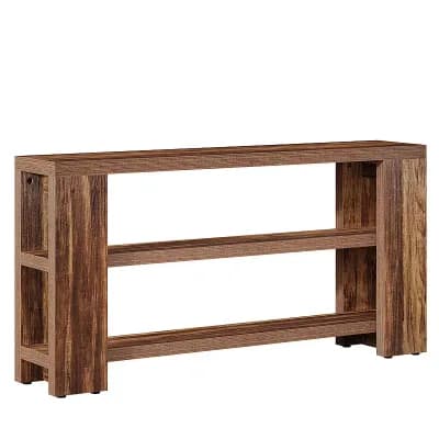 Slim 3 tier Console Table, Wood Look Storage Table for Entryway or Sofa Back
