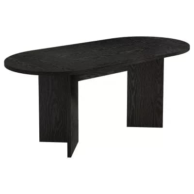 Farmhouse Dining Table Oval MDF Top Metal Base Compact Kitchen or Office Table