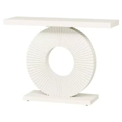 Modern Console Table with Flower-Shaped Metal Base for Living Room or Entryway