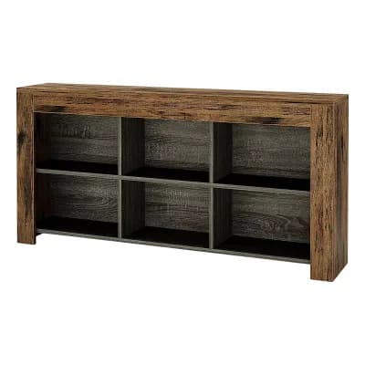 Vintage-Industrial Console Table Rustic Wood Table with Six Storage Compartments