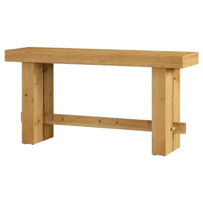 Farmhouse Console Table Solid Wood Wave Pedestal Table for Living Room