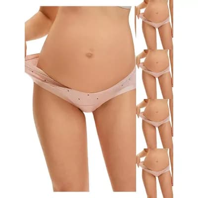 5 Packs Maternity Postpartum Underwear Low Rise Pregnancy Briefs with Belly Support V-Cut Waist