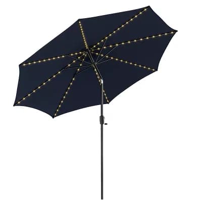 Costway 10 FT 112 LED Solar-Lighted Patio Table Market Umbrella Crank Tilt Outdoor