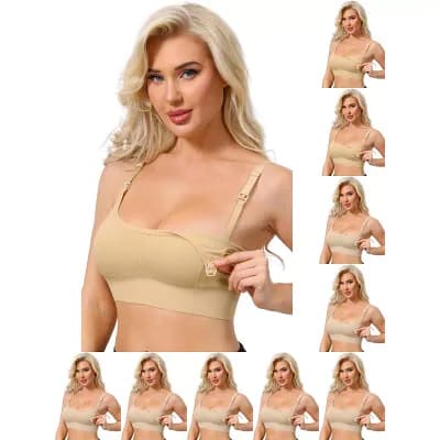 10 Packs Women's Nursing Bras Wireless Push Up Bralettes Full Coverage Bra Adjustable Straps