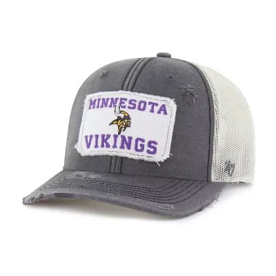 Men's '47 Charcoal Minnesota Vikings Egremont Well-Worn Adjustable Trucker Hat