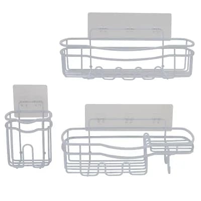 Bath Bliss Ultimate 3 pc Adhesive Shower Caddy Set