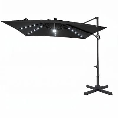 Costway Cantilever Patio Umbrella with Solar LED Lights, Square Offset Hanging Umbrella