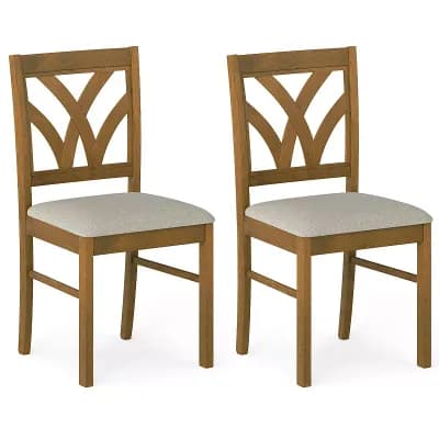 Costway Wooden Dining Chairs Set with Rubber Wood Frame Hollowed Backrest for Kitchen