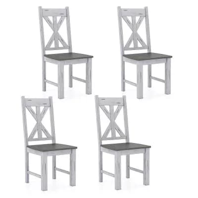 Costway Wooden Dining Chair with Rubber Wood Frame Elegant Hollowed Backrest