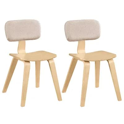 Costway Dining Chairs Set with Teddy Velvet Padded Backrest Ergonomic Seat for Kitchen