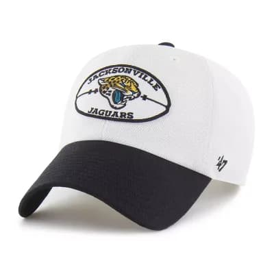 Men's '47 White/Black Jacksonville Jaguars Pique Patch Clean Up Adjustable Hat