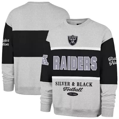 Men's '47 Black/Gray Las Vegas Raiders Blockfield Maximalist Sweatshirt