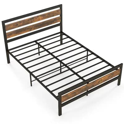 Costway Industrial Metal Platform Bed Frame Rustic Headboard Mattress Foundation
