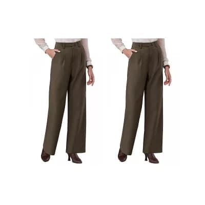 2 Packs Women's Long Pant Wide Leg Work Casual High Waisted Trousers