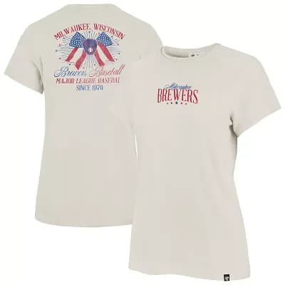Women's '47 Cream Milwaukee Brewers Bow Burst Frankie T-Shirt