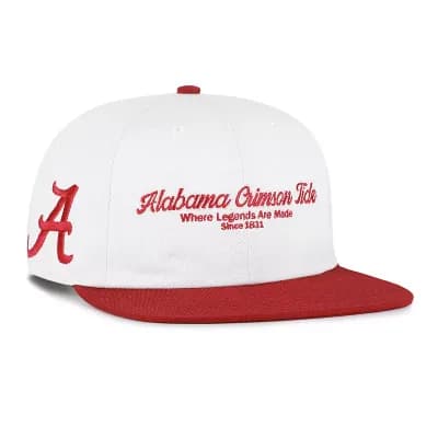 Men's '47 White/Crimson Alabama Crimson Tide Script Stack Relaxed Captain Adjustable Hat