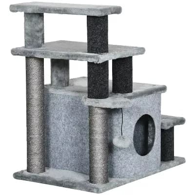 PawHut Pet Stairs, Adjustable Height 3 Step/4 Step Cat Steps