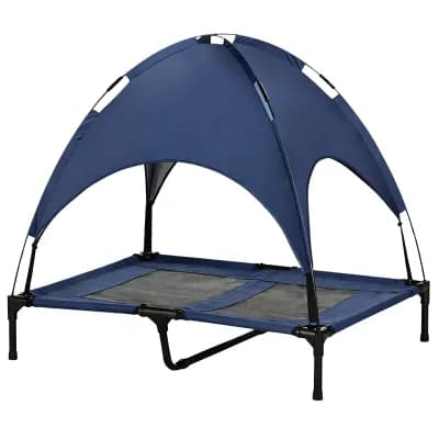 IFMALL Portable Elevated Pet Cot with Canopy for Outdoor Comfort and Breathability