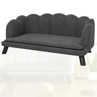 IFMALL Elegant Pearl-Back Plush Velvet Pet Sofa Bed with Wooden Legs