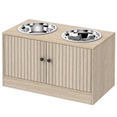 IFMALL Elevated Pet Feeding Station with Hidden Storage Cabinet